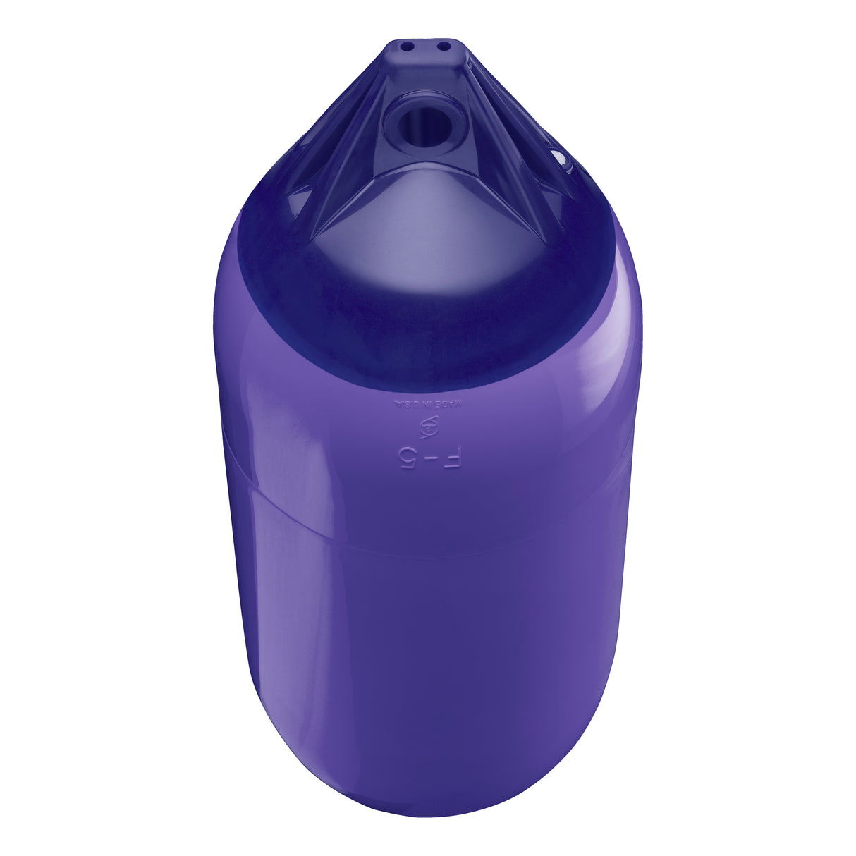 Purple boat fender with Navy-Top, Polyform F-5 angled shot