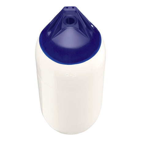 White boat fender with Navy-Top, Polyform F-5 angled shot