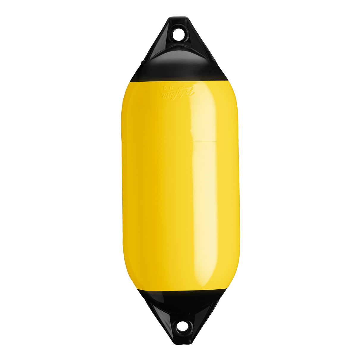 Yellow boat fender with Black-Top, Polyform F-5 