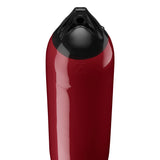 Burgundy boat fender with Black-Top, Polyform F-6 angled shot