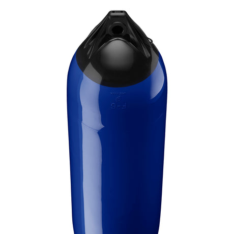 Cobalt Blue boat fender with Black-Top, Polyform F-6 angled shot