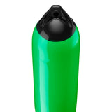Green boat fender with Black-Top, Polyform F-6 angled shot