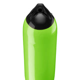 Lime boat fender with Black-Top, Polyform F-6 angled shot