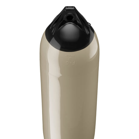 Sand boat fender with Black-Top, Polyform F-6 angled shot