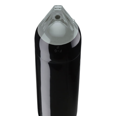 Black boat fender with Grey-Top, Polyform F-6 angled shot