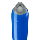 Blue boat fender with Grey-Top, Polyform F-6 angled shot