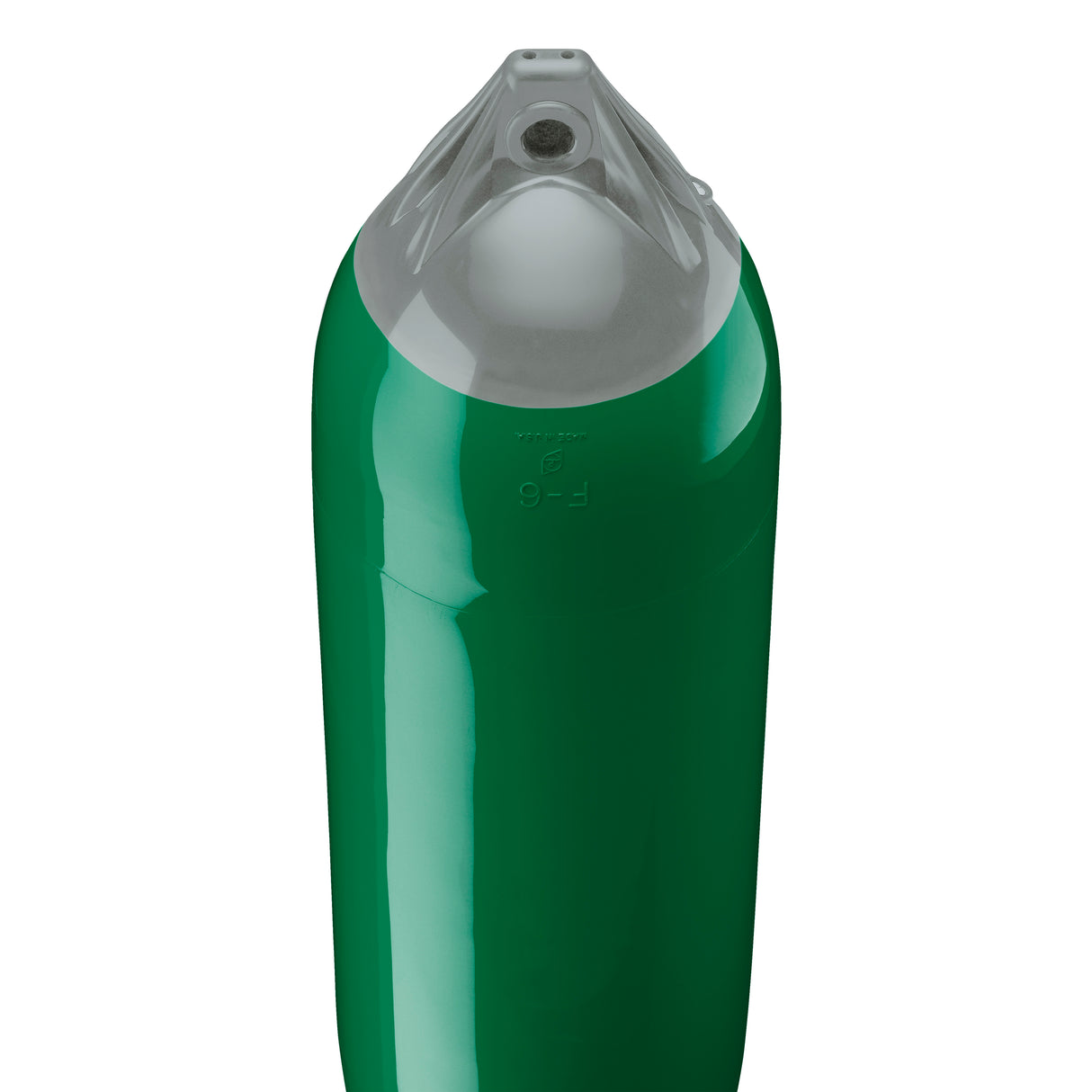 Forest Green boat fender with Grey-Top, Polyform F-6 angled shot