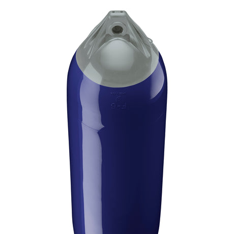 Navy Blue boat fender with Grey-Top, Polyform F-6 angled shot
