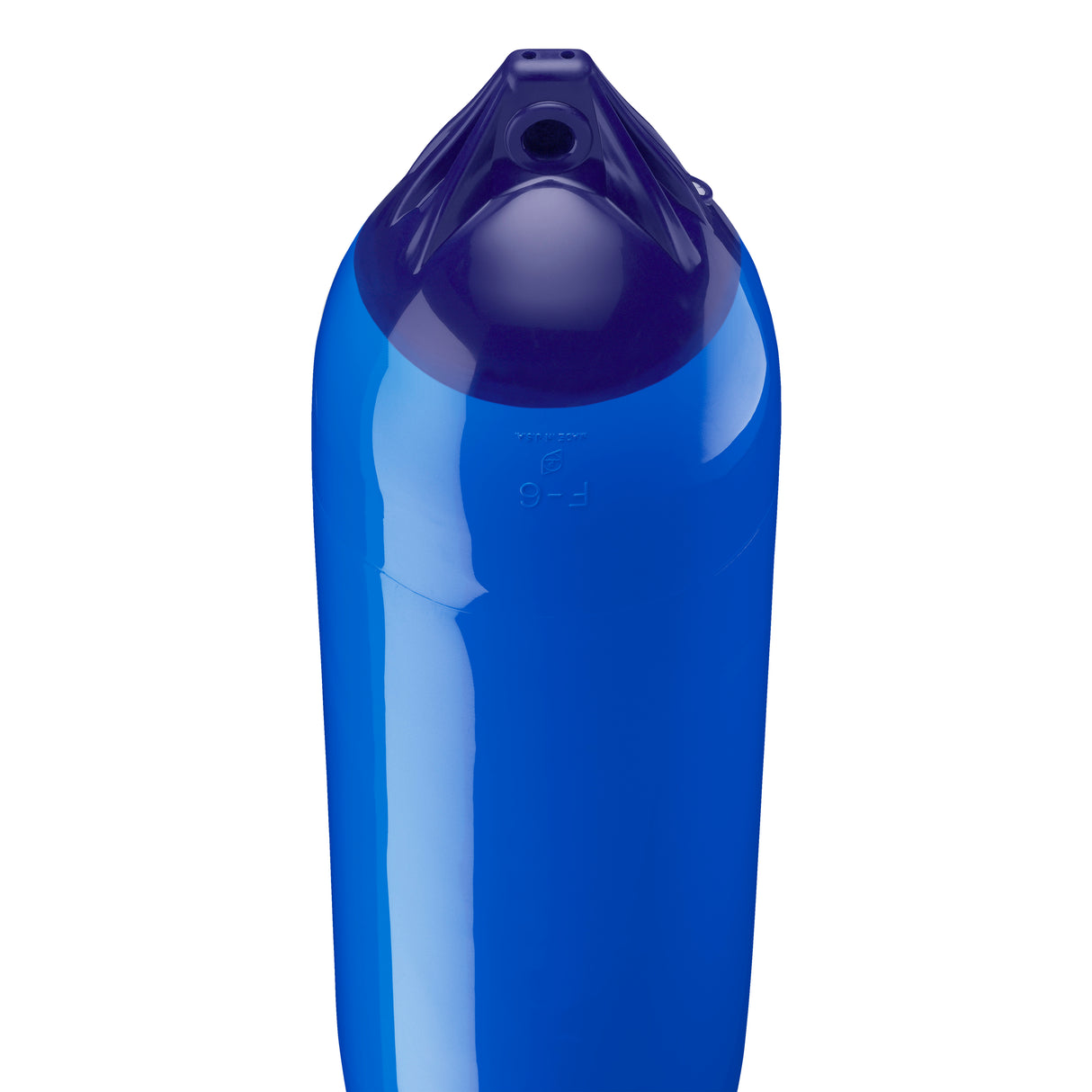 Blue boat fender with Navy-Top, Polyform F-6 angled shot