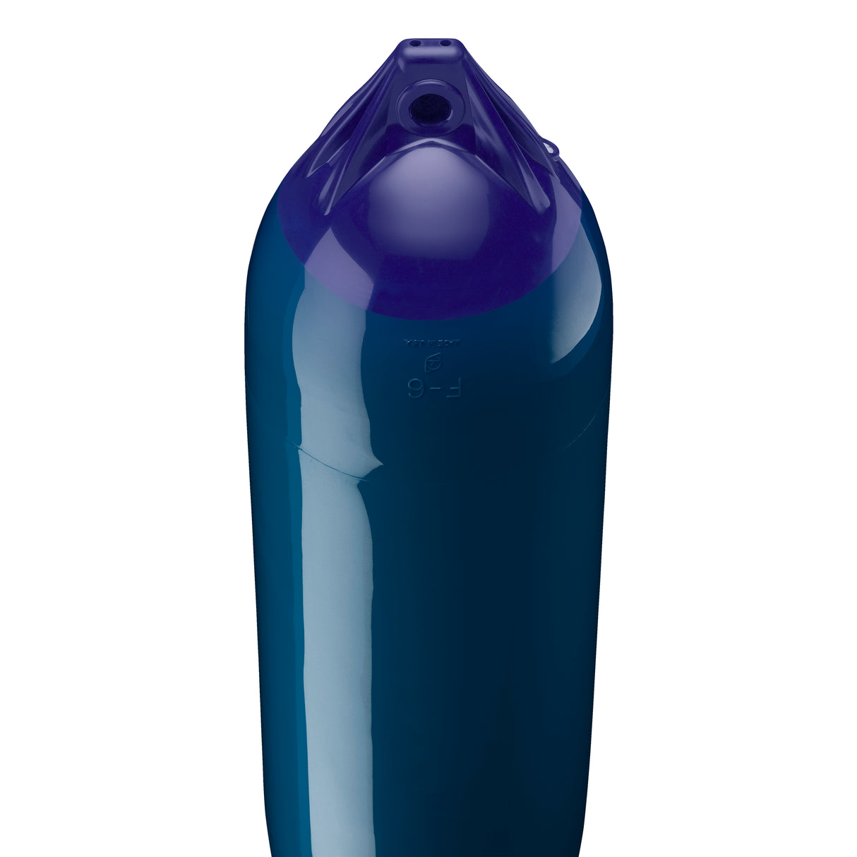 Catalina Blue boat fender with Navy-Top, Polyform F-6 angled shot