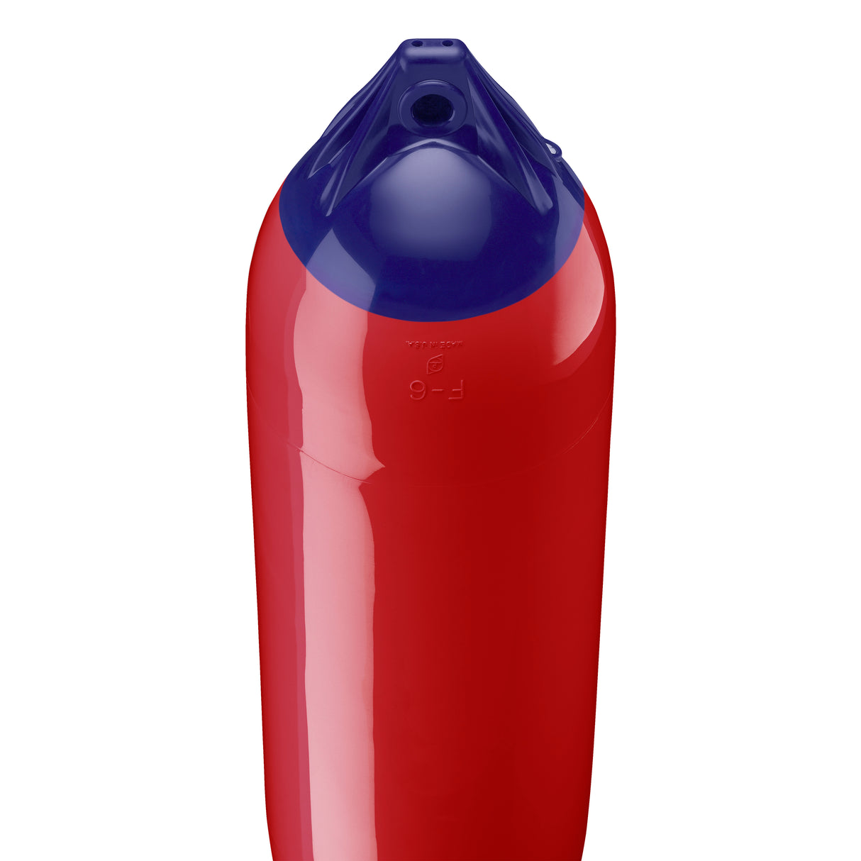 Classic Red boat fender with Navy-Top, Polyform F-6 angled shot