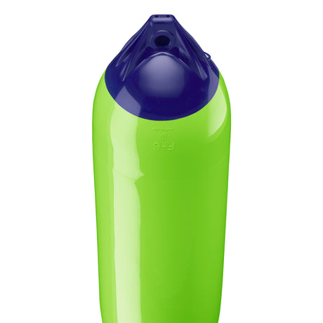 Lime boat fender with Navy-Top, Polyform F-6 angled shot