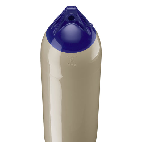 Sand boat fender with Navy-Top, Polyform F-6 angled shot