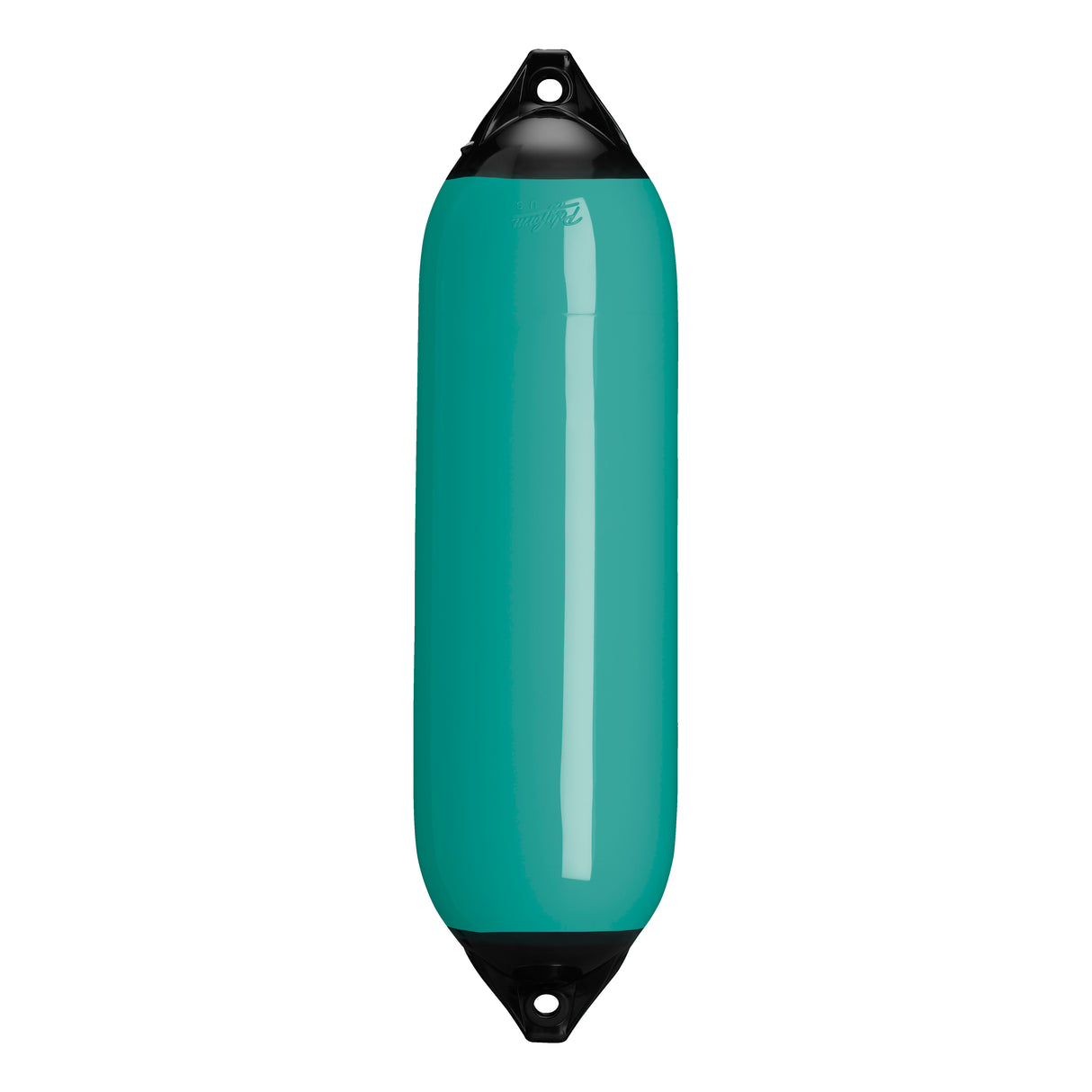 Teal boat fender with Black-Top, Polyform F-6