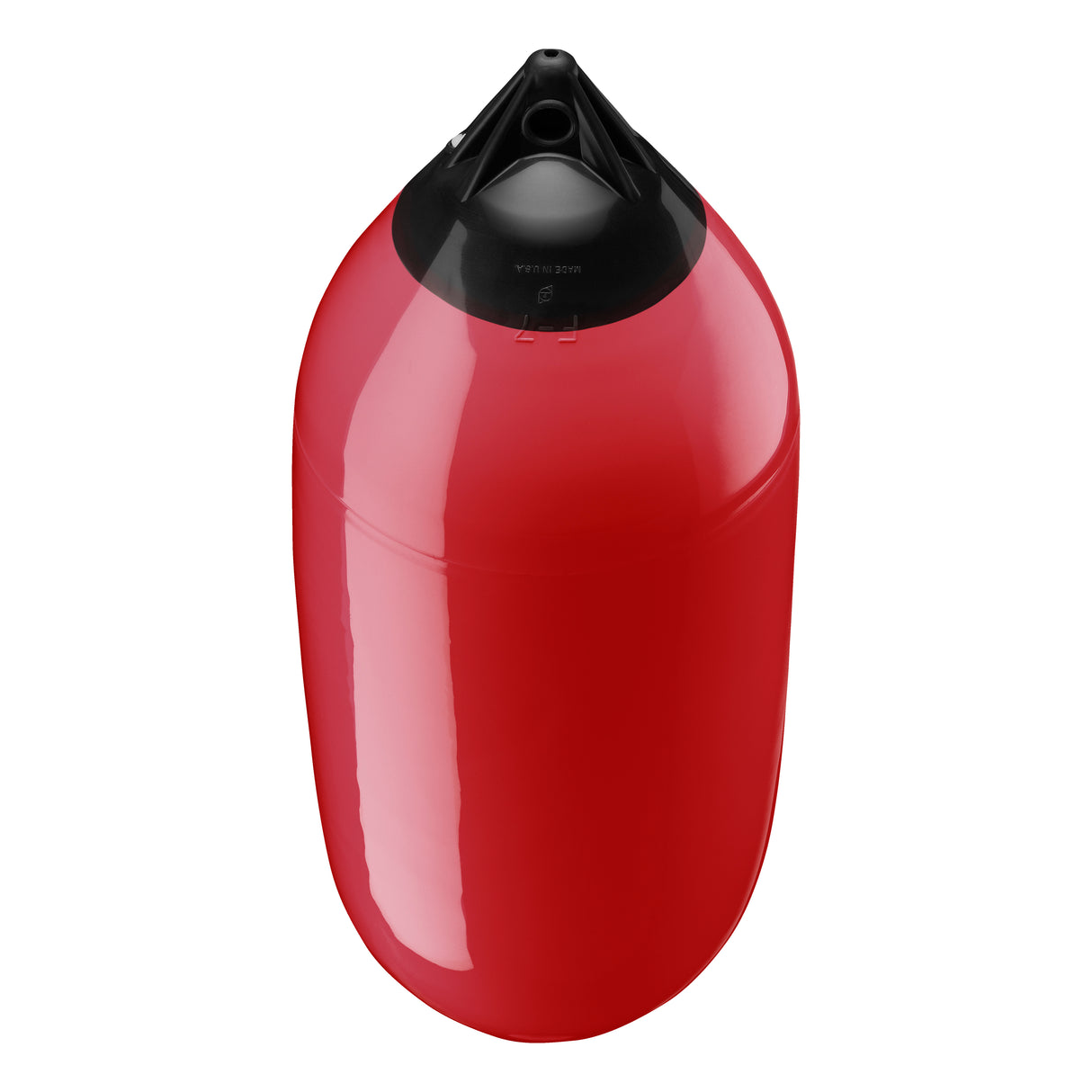Classic Red boat fender with Black-Top, Polyform F-7 angled shot