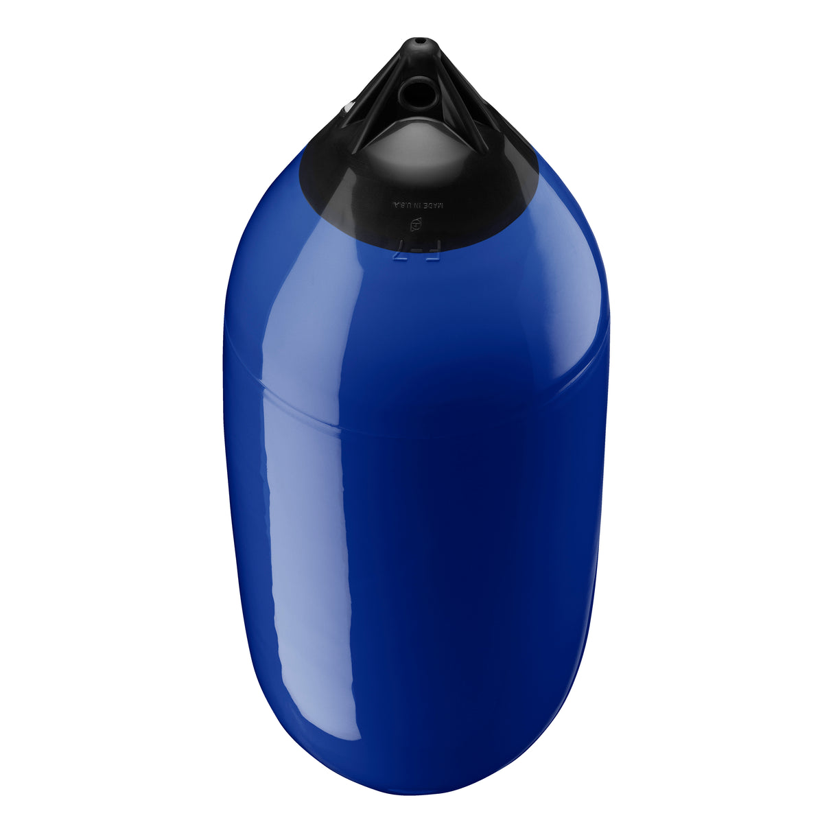 Cobalt Blue boat fender with Black-Top, Polyform F-7 angled shot