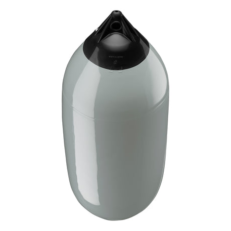 Grey boat fender with Black-Top, Polyform F-7 angled shot
