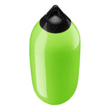 Lime boat fender with Black-Top, Polyform F-7 angled shot