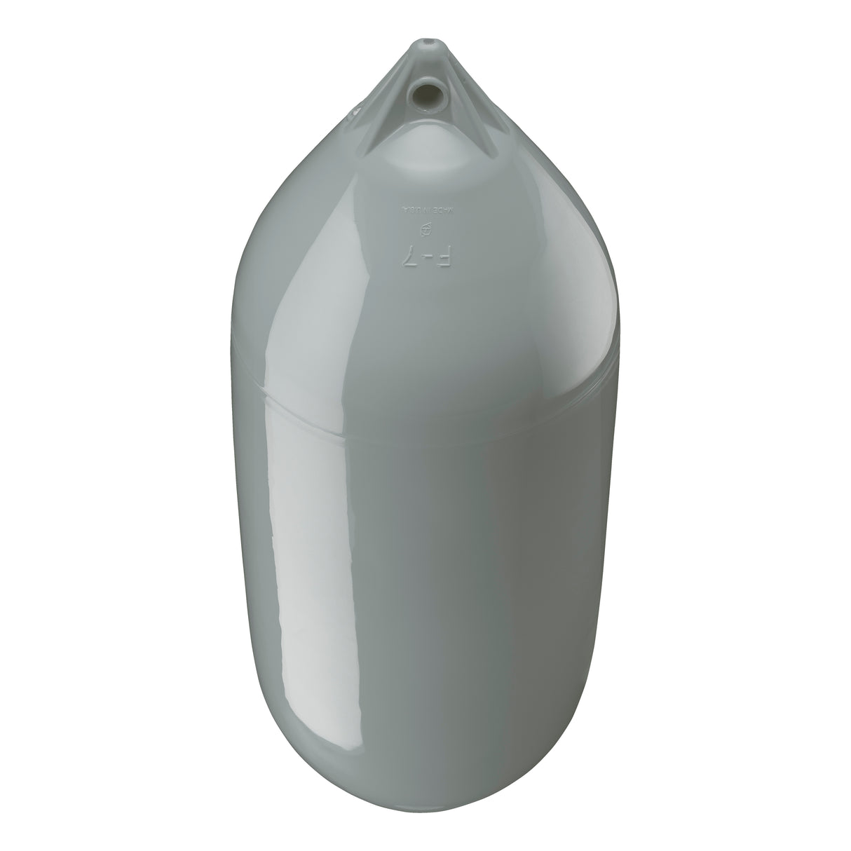 Grey boat fender with Grey-Top, Polyform F-7 angled shot
