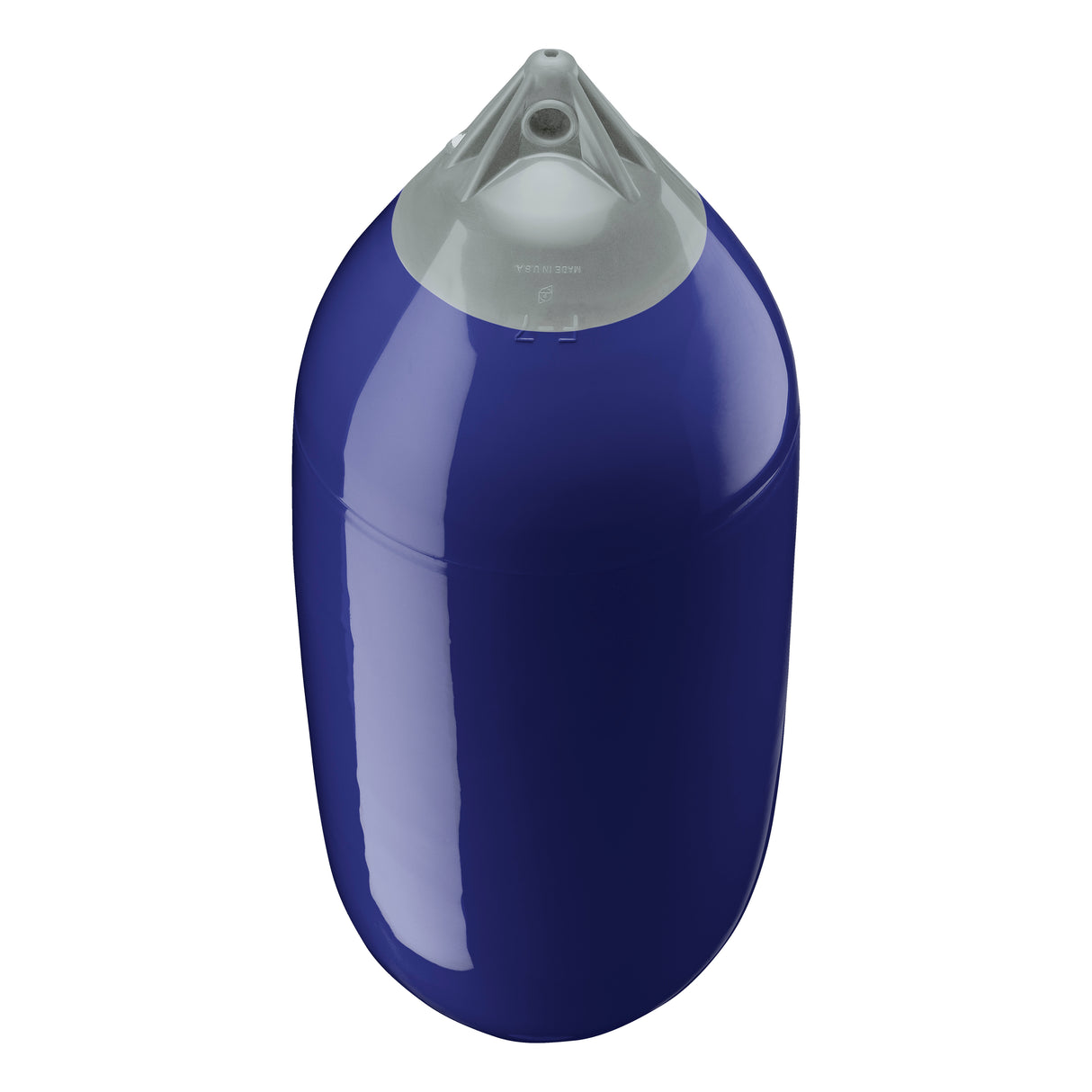 Navy Blue boat fender with Grey-Top, Polyform F-7 angled shot