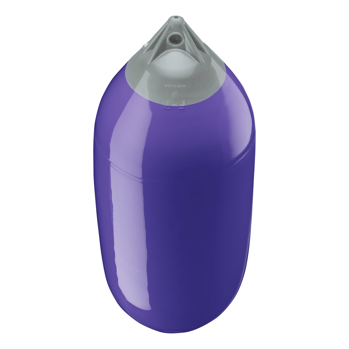 Purple boat fender with Grey-Top, Polyform F-7 angled shot