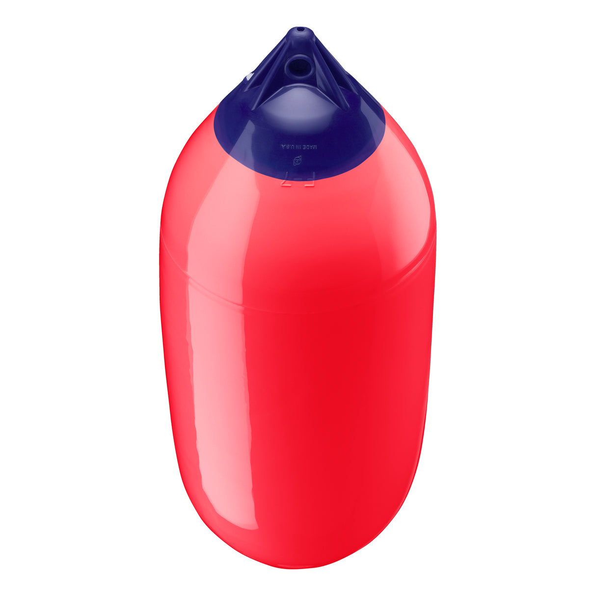Red boat fender with Navy-Top, Polyform F-7 angled shot