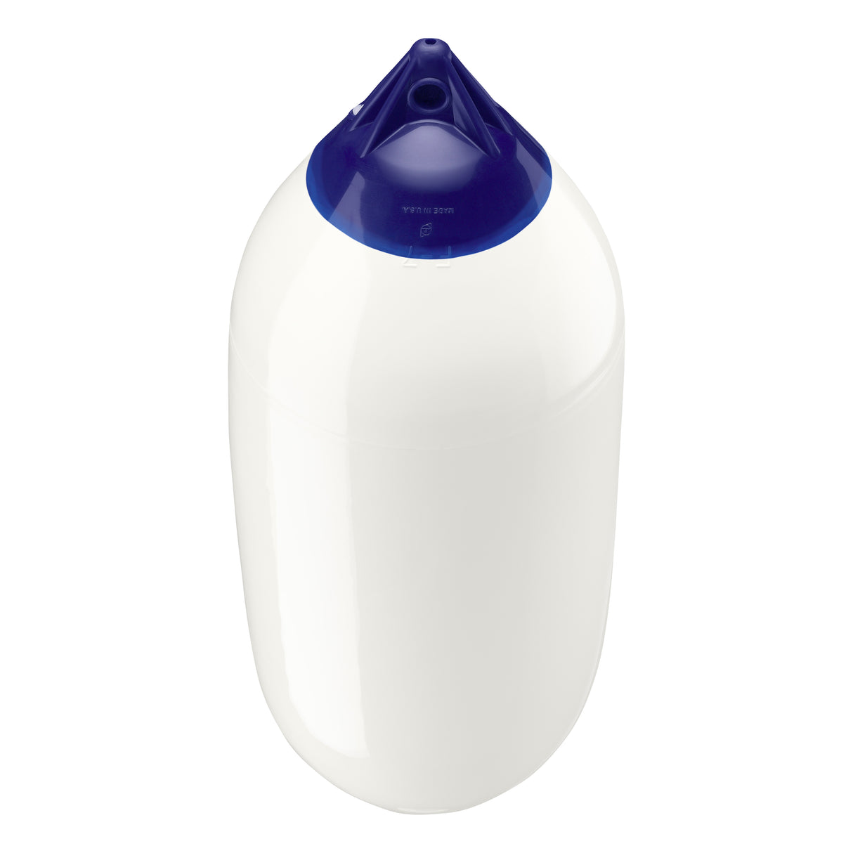 White boat fender with Navy-Top, Polyform F-7 angled shot