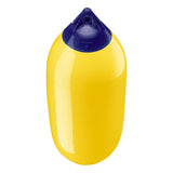 Yellow boat fender with Navy-Top, Polyform F-7 angled shot