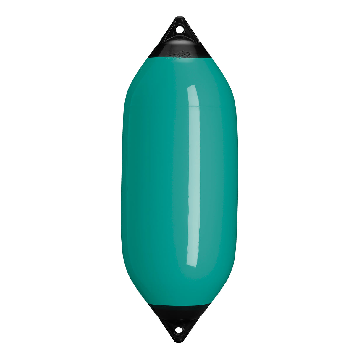 Teal boat fender with Black-Top, Polyform F-7