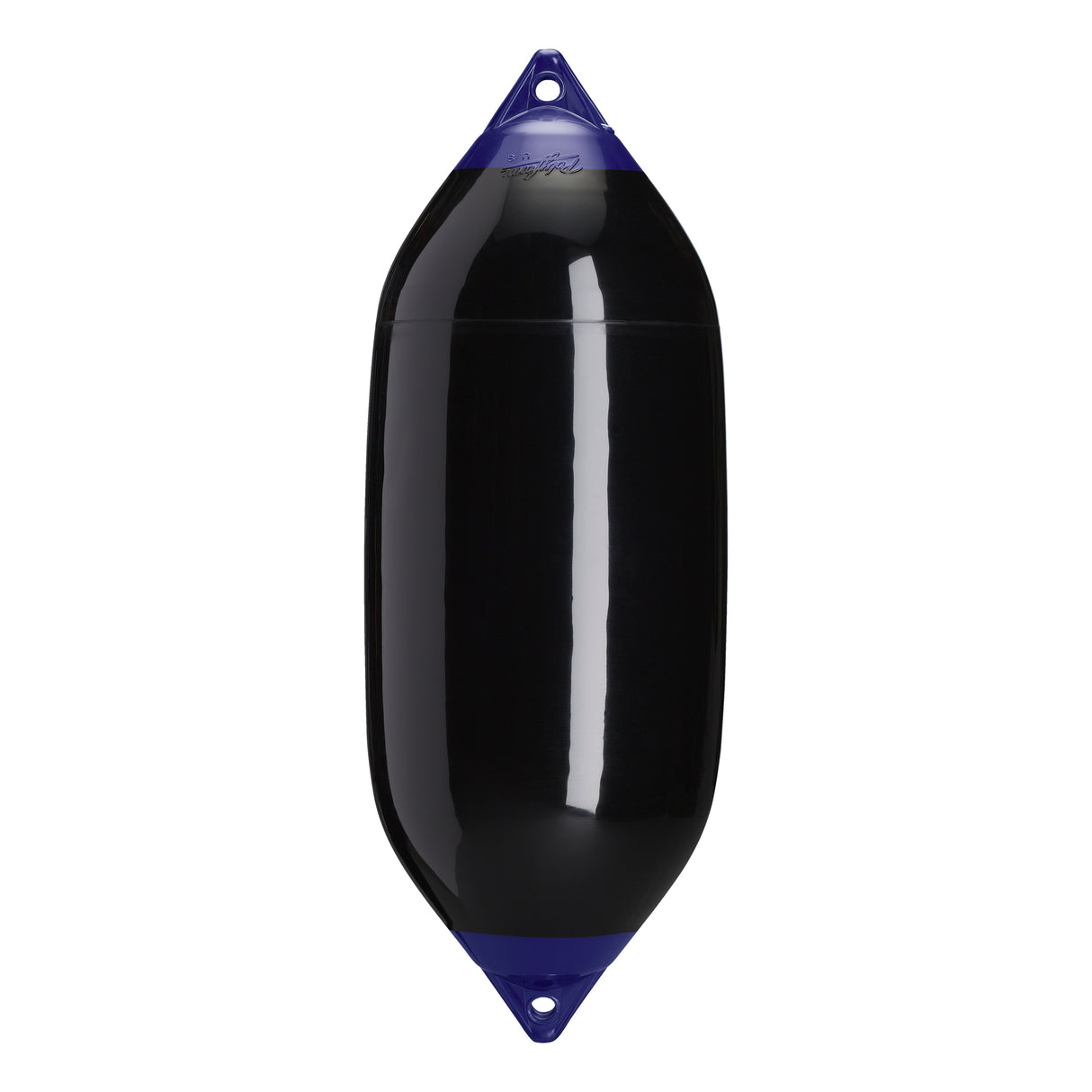 Black boat fender with Navy-Top, Polyform F-7 