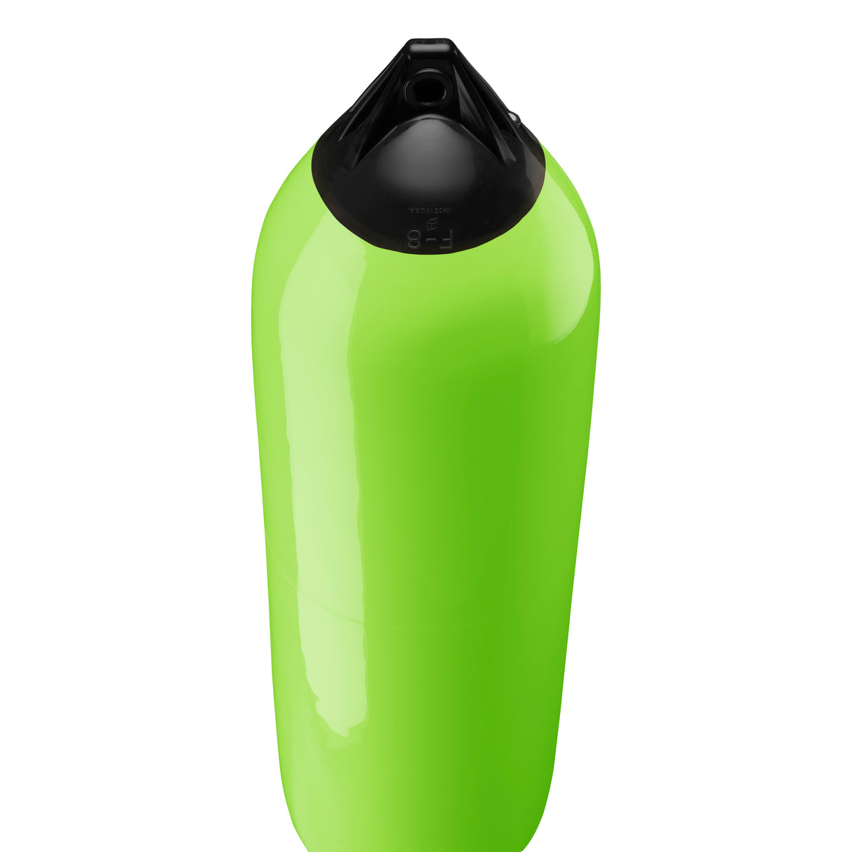 Lime boat fender with Navy-Top, Polyform F-8 angled shot