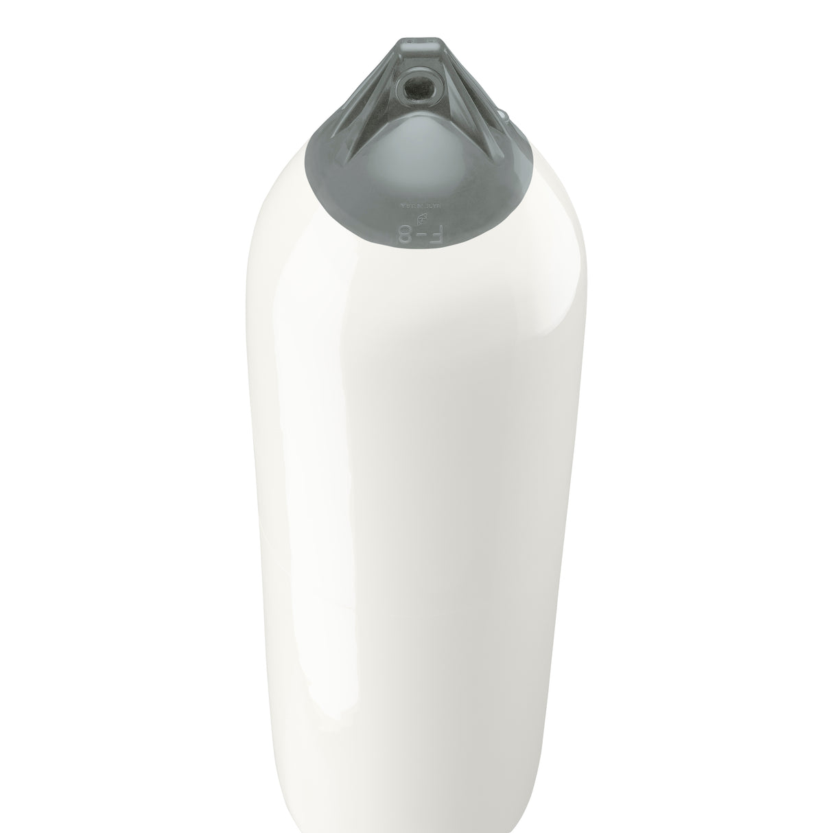 White boat fender with Grey-Top, Polyform F-8 angled shot