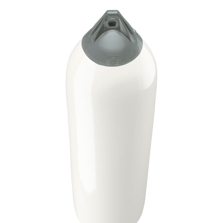 White boat fender with Grey-Top, Polyform F-8 angled shot
