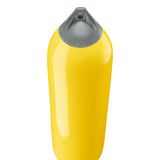 Yellow boat fender with Grey-Top, Polyform F-8 angled shot