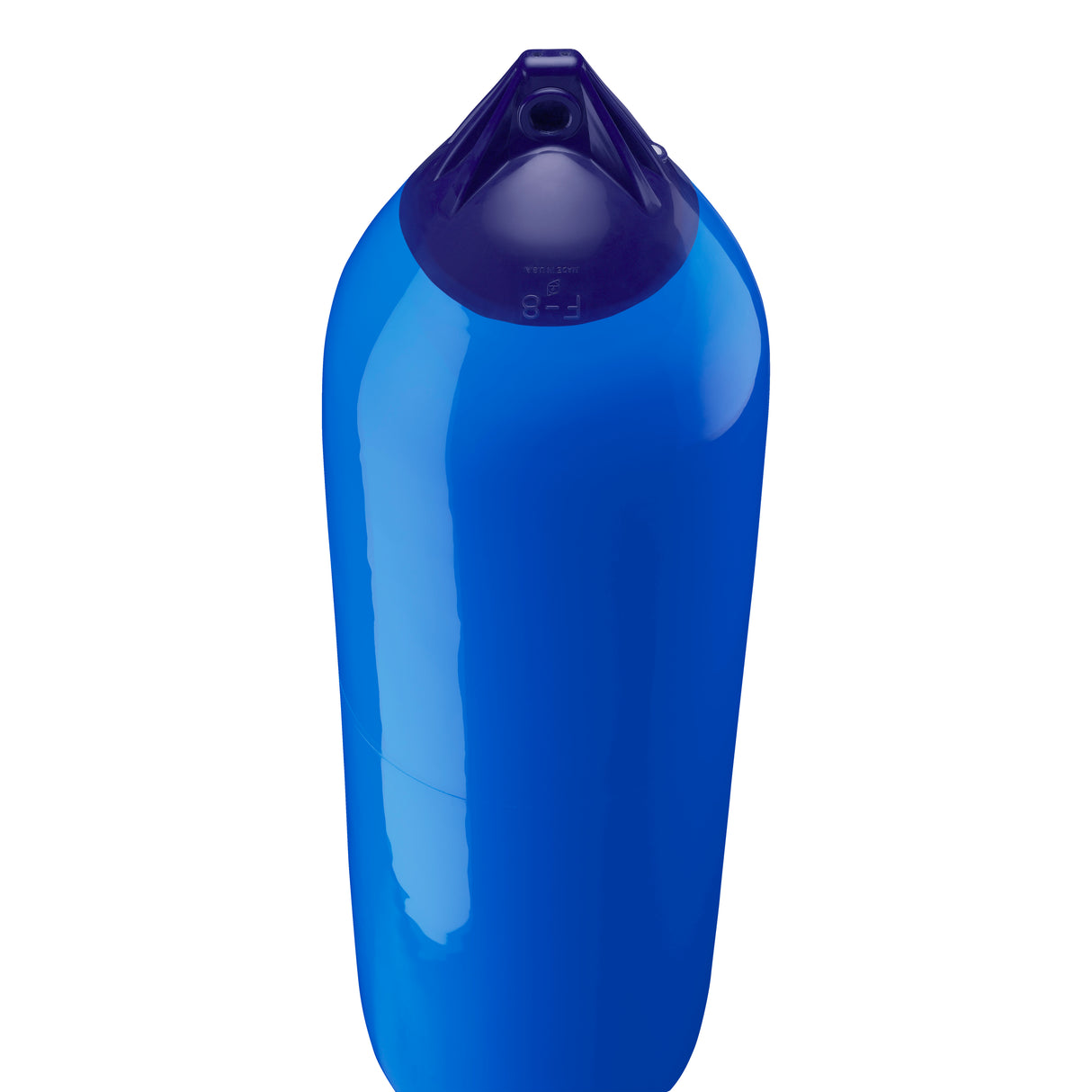 Blue boat fender with Navy-Top, Polyform F-8 angled shot