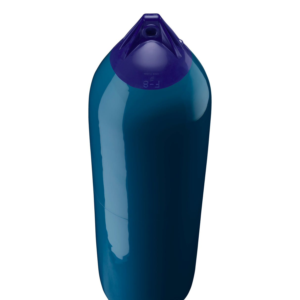 Catalina Blue boat fender with Navy-Top, Polyform F-8 angled shot
