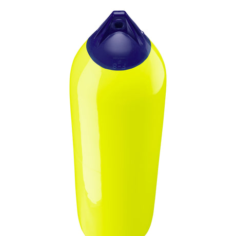Saturn Yellow boat fender with Navy-Top, Polyform F-8 angled shot