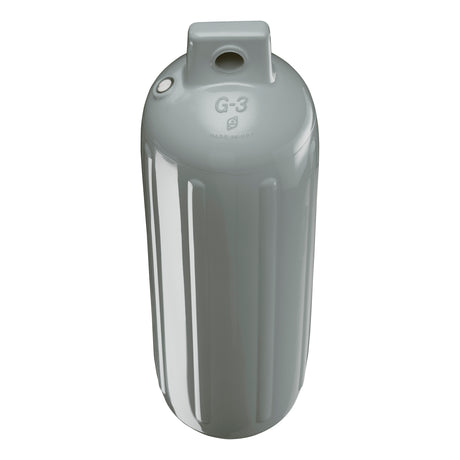 Grey boat fender, Polyform G-3 angled shot