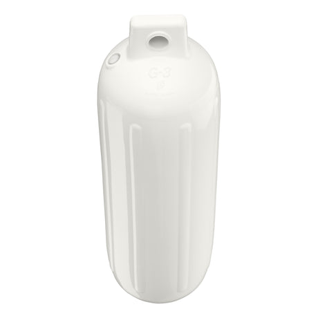White boat fender, Polyform G-3 angled shot
