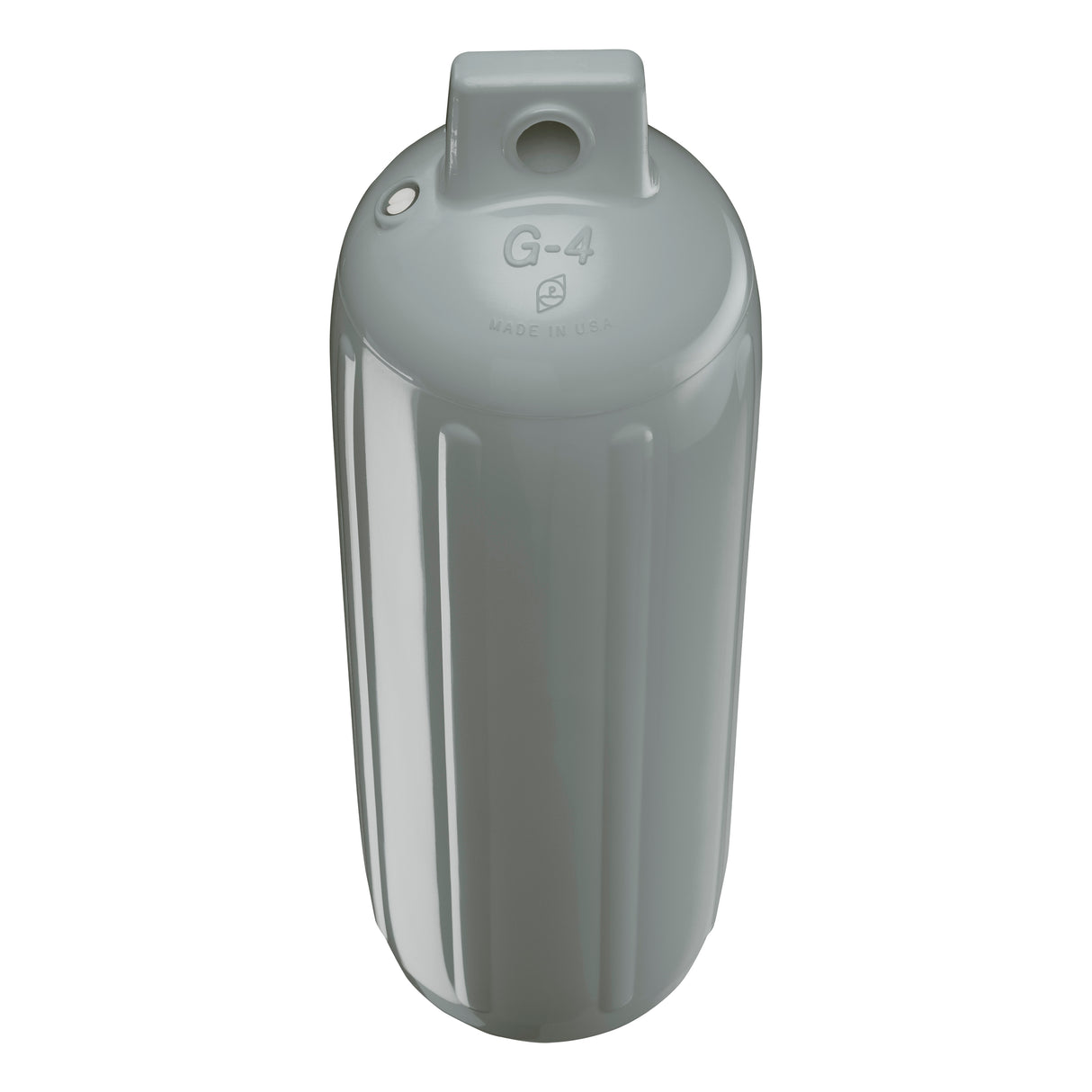Grey boat fender, Polyform G-4 angled shot