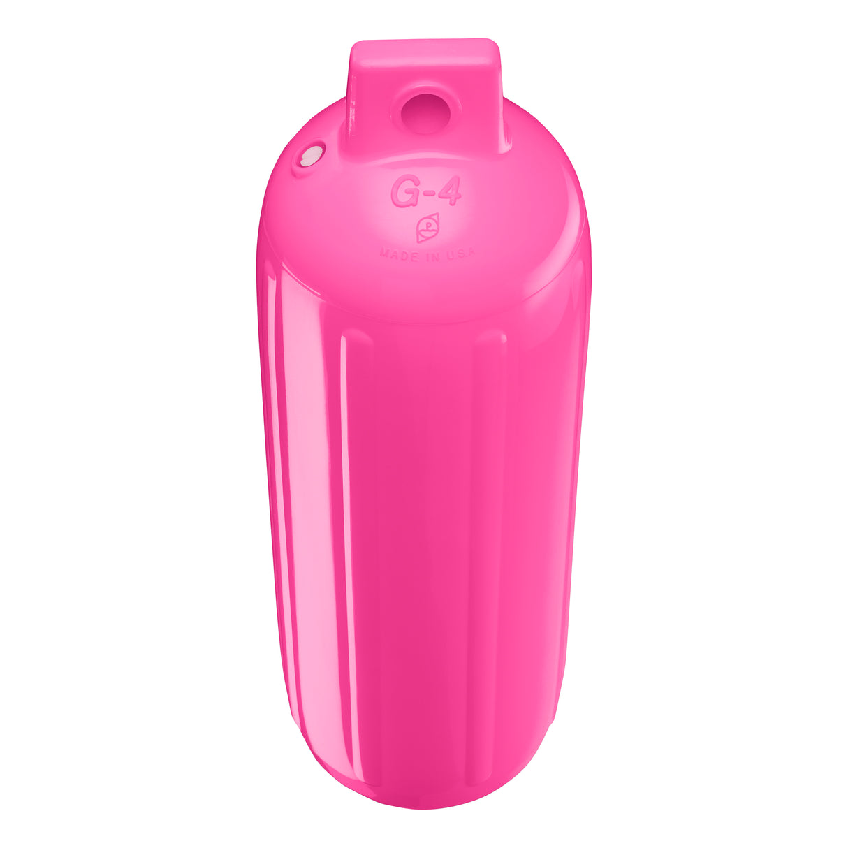 Pink boat fender, Polyform G-4 angled shot