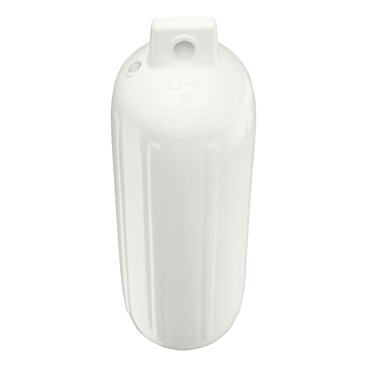 White boat fender, Polyform G-4 angled shot