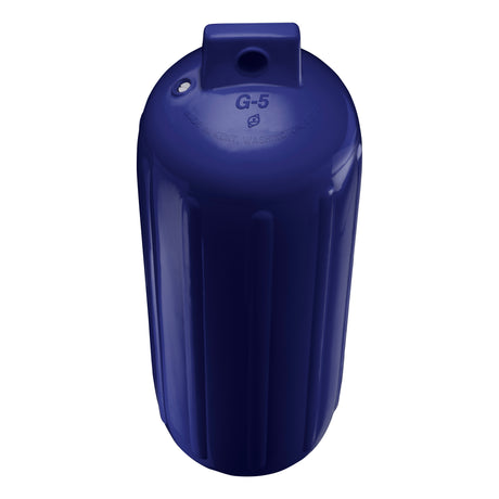 Navy Blue boat fender, Polyform G-5 angled shot