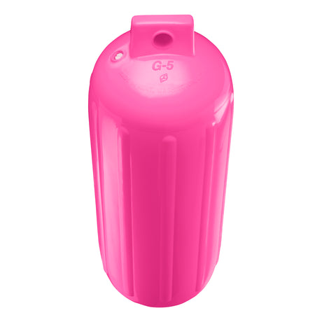 Pink boat fender, Polyform G-5 angled shot