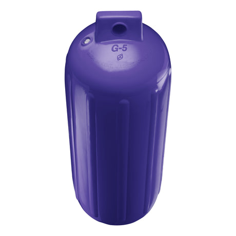 Purple boat fender, Polyform G-5 angled shot