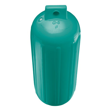 Teal boat fender, Polyform G-5 angled shot