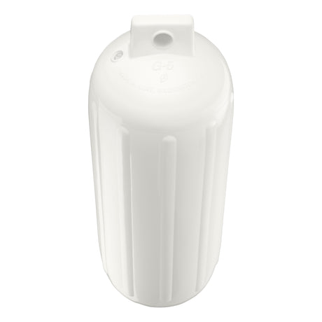 White boat fender, Polyform G-5 angled shot