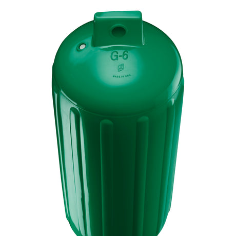 Forest Green boat fender, Polyform G-6 angled shot