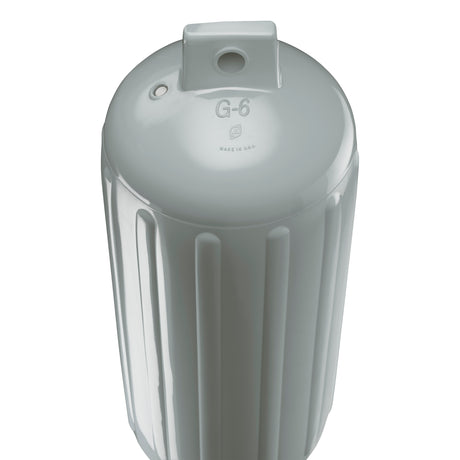 Grey boat fender, Polyform G-6 angled shot