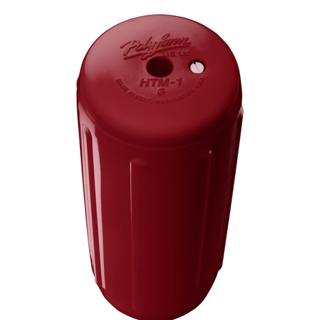 Burgundy hole through center boat fender, Polyform HTM-1 angled shot